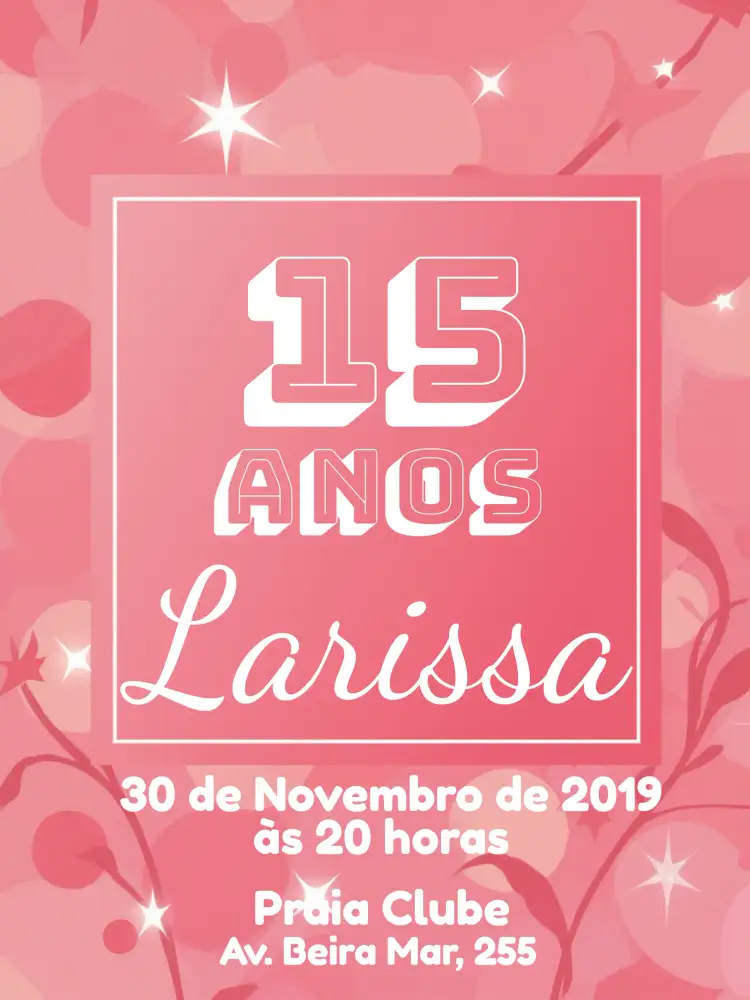 Convite 15 Anos - Rosa E Branco – tema 15 anos rosa, branco, floral, moderno, delicado, romântico