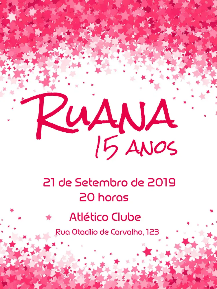Convite 15 Anos - Rosa Glitter Brilho