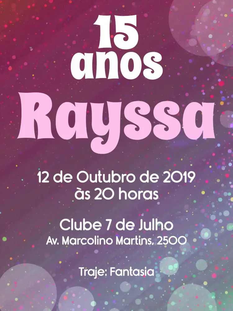 Convite 15 Anos - Rosa Glitter Menina