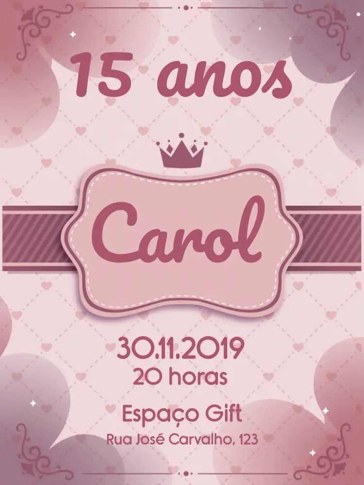 Convite 15 Anos Rosa - Reinado Pink