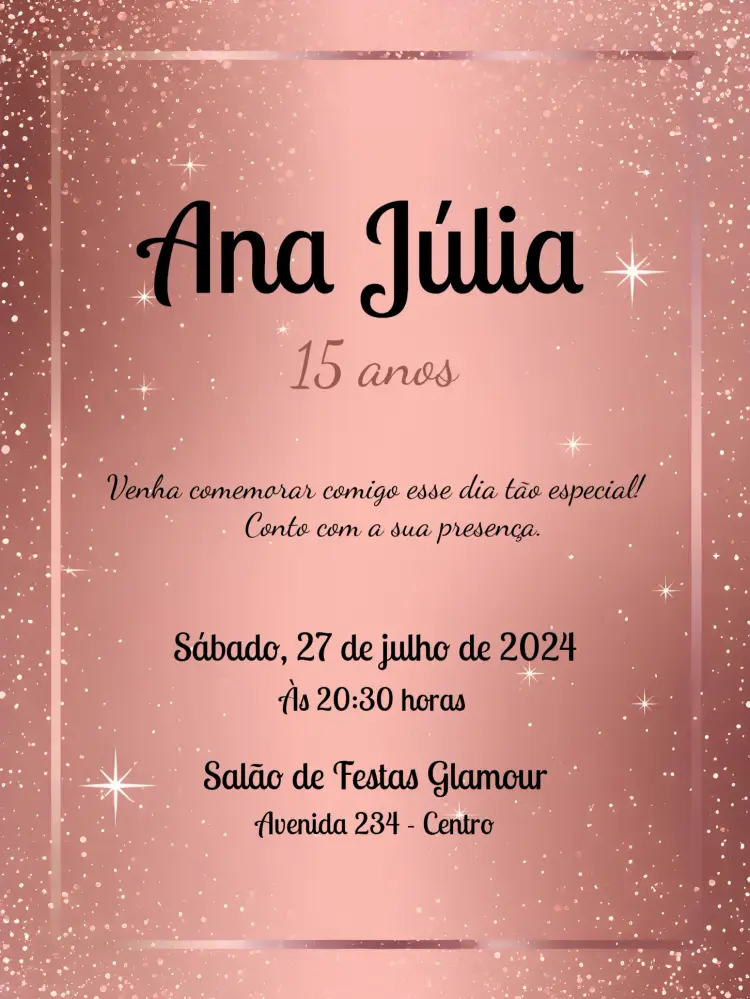 Convite 15 Anos Rosê Festa