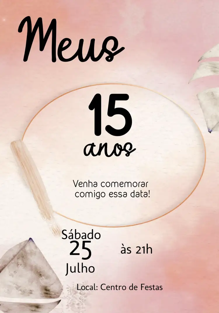 Convite 15 Anos Roxo – tema Aniversário roxo, moderno, elegante, glamouroso, minimalista