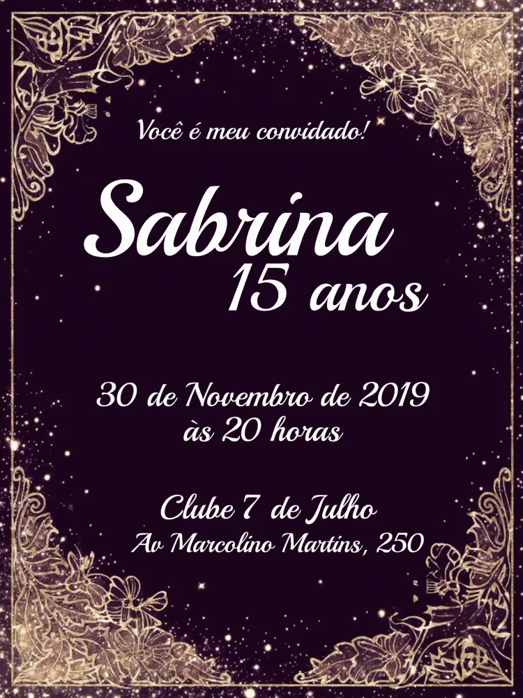 Convite 15 Anos - Roxo E Branco Aabescos