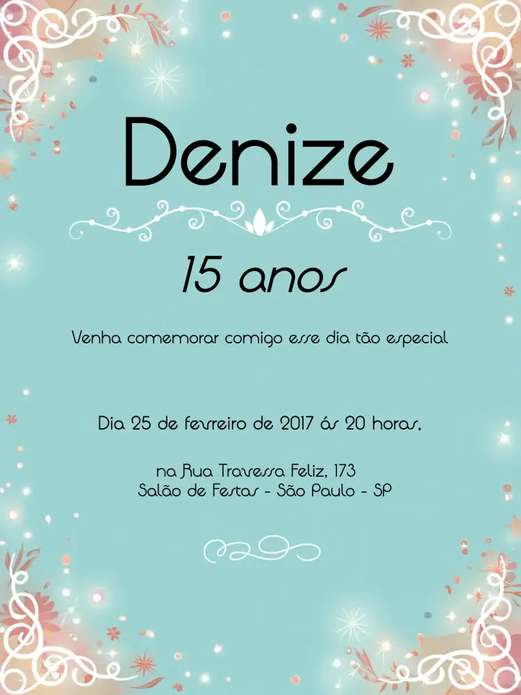 Convite 15 Anos Tiffany Brilho