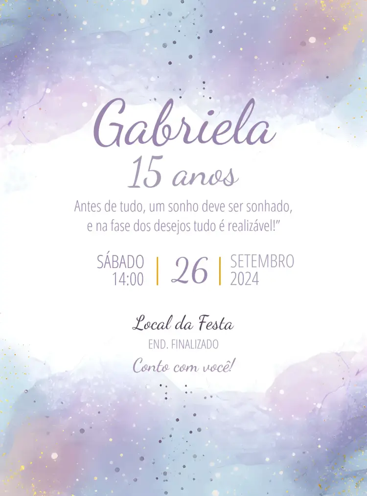 Convite 15 Glitter Roxo editável e personalizável