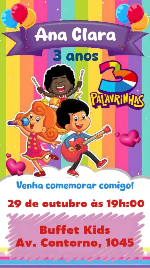 Convite 3 Palavrinhas