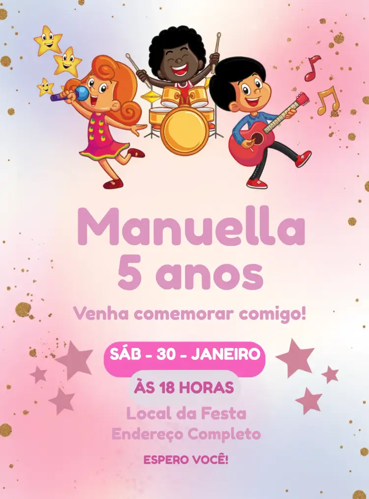 Convite 3 Palavrinhas Menina