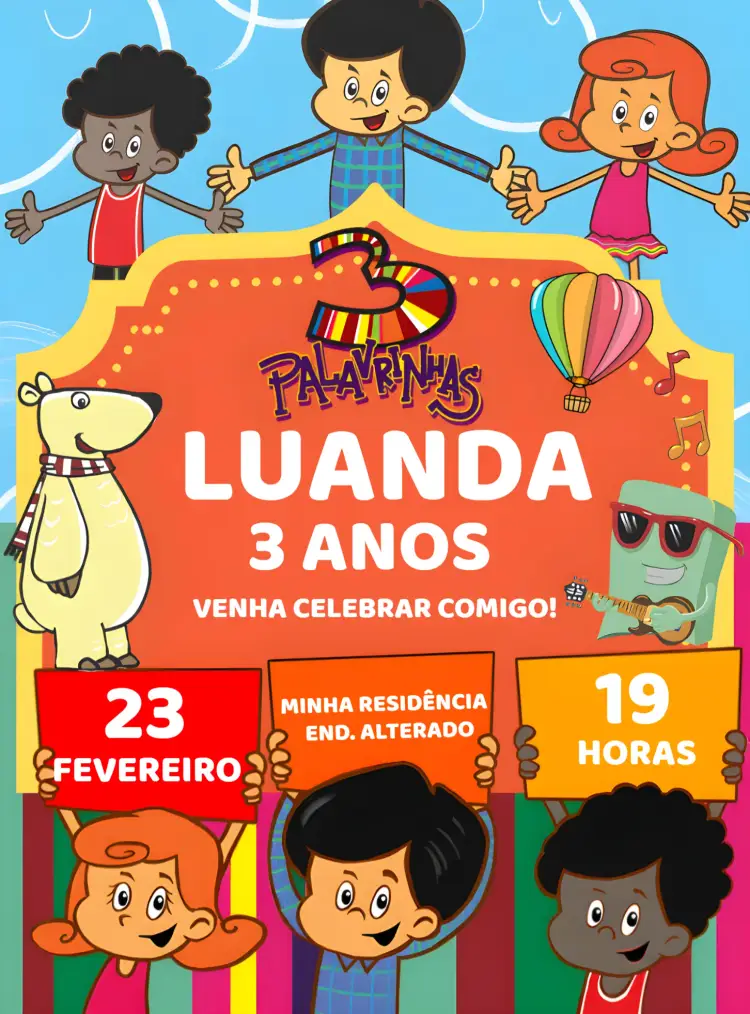 Convite 3 Palavrinhas Três