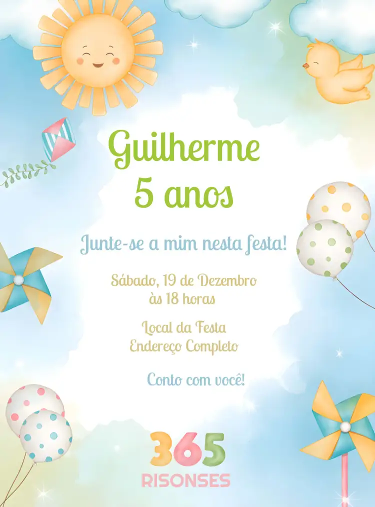 Convite 365 Dias Aquarela Ano – tema Datas Comemorativas aquarela, colorido, lúdico, infantil, moderno