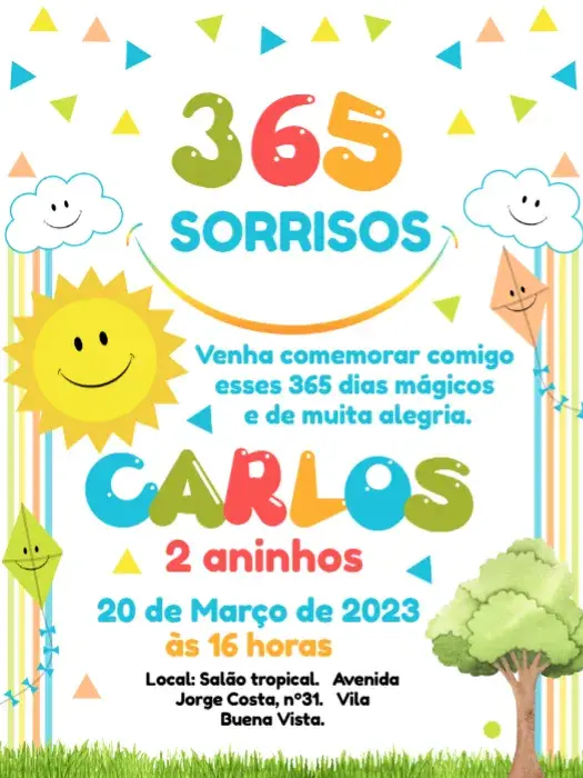Convite 365 Sorrisos Colorido