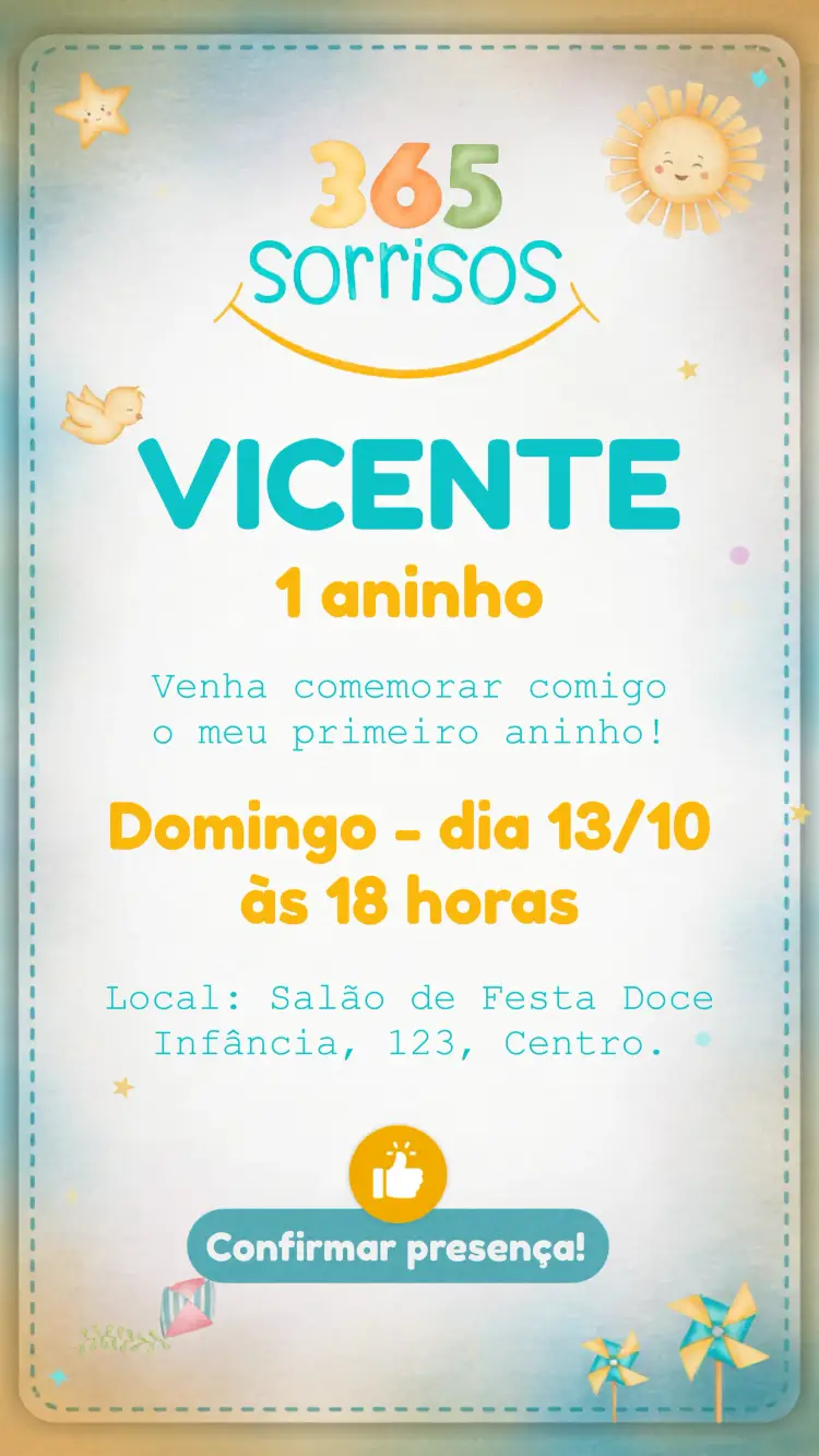 Convite 365 Sorrisos Raio