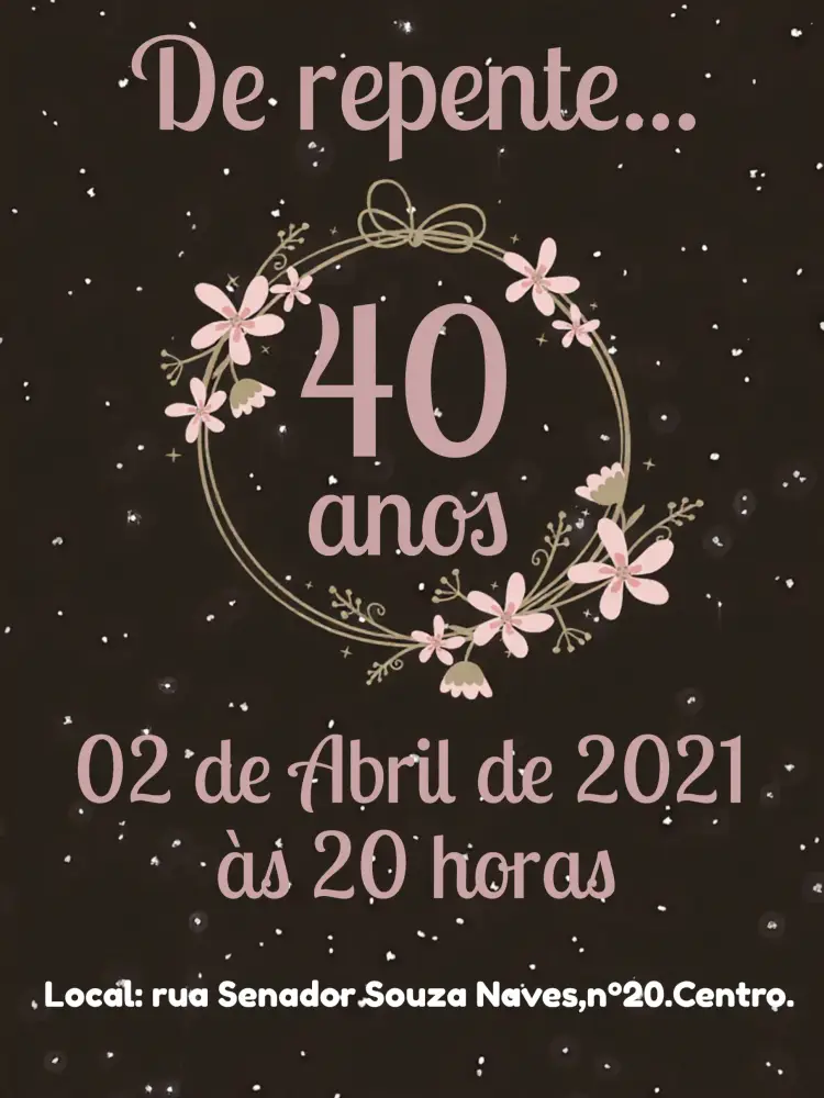 Convite 40 Anos Floral Gold