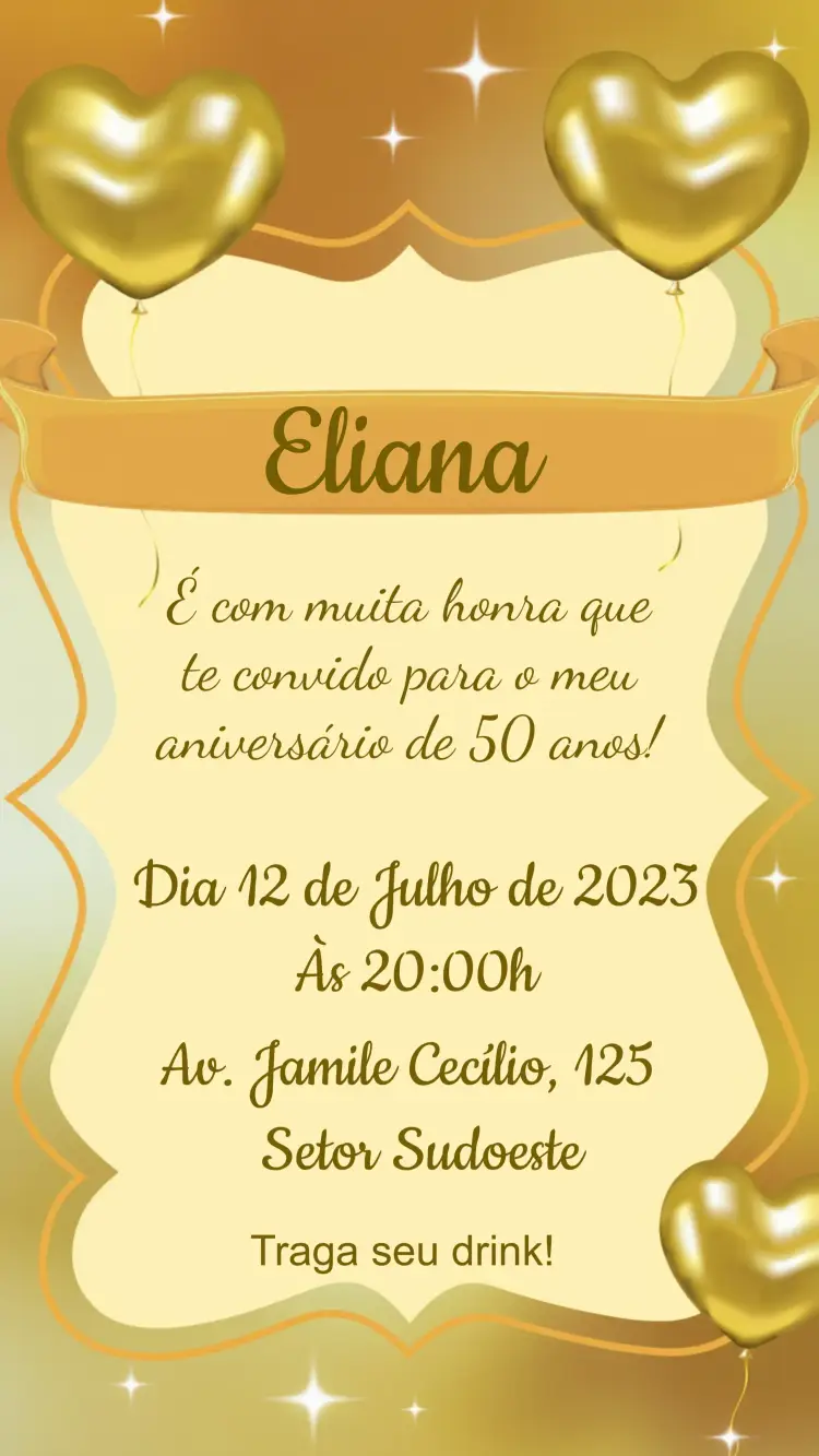 Convite 50 Anos Dourado