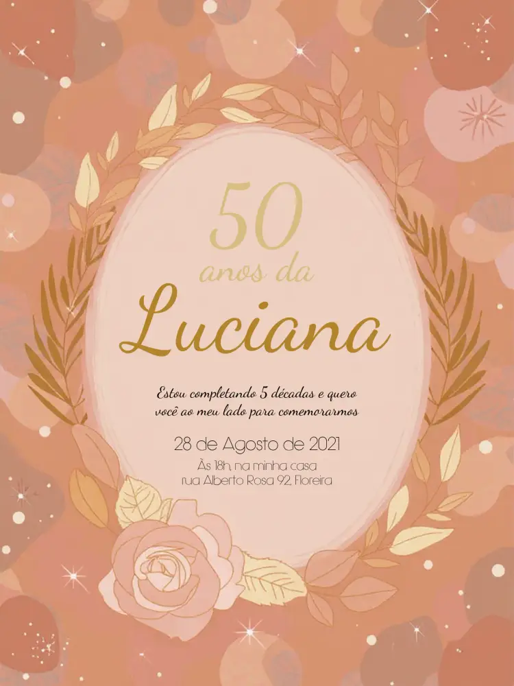 Convite 50 Anos Floral Folhagem