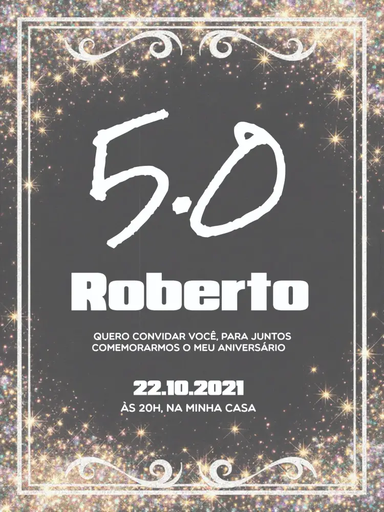 Convite 50 Anos Quadro Negro Giz Preto