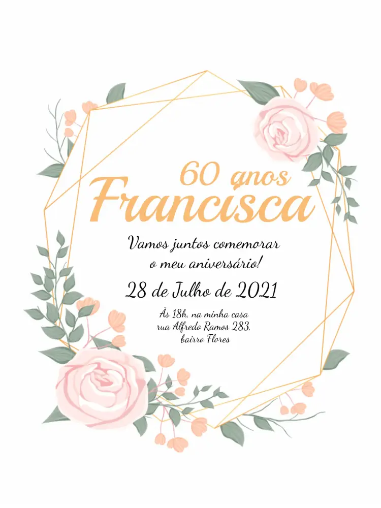 Convite 60 Anos Floral 50