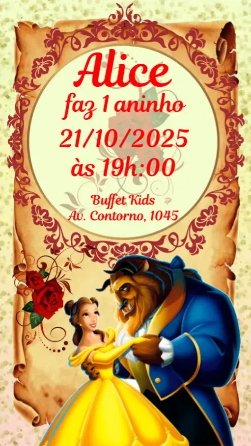 Convite A Bela e a Fera