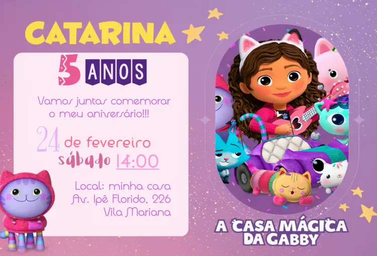 Convite A Casa Mágica Da Gabby Gatinhos