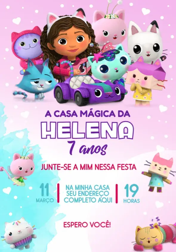 Convite A Casa Mágica Da Gabby Infantil