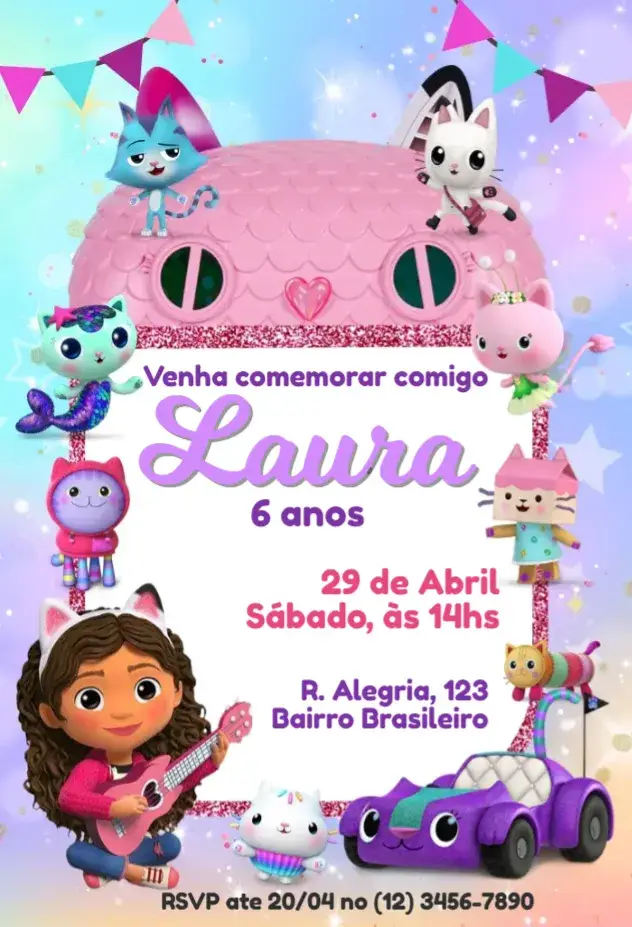 A Casa Mágica da Gabby Lilás invitation