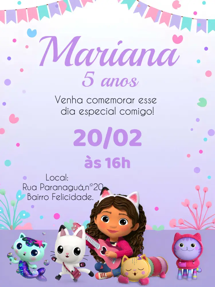 Convite A Casa Mágica Da Gabby Roxo