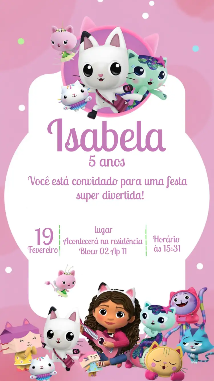 Convite A Casa Magica Da Gaby Infantil – tema Mais pesquisados floral, mágico, colorido, divertido, ilustrativo, infantil