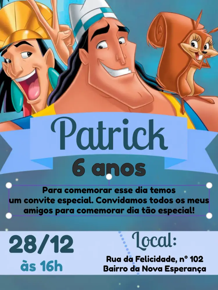 Convite A Nova Onda Do Imperador Kronk Esquilo