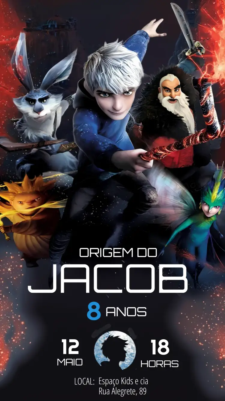 Convite A Origem Dos Guardiões Filme – tema Datas Comemorativas colorido, divertido, infantil, temático, fantasia