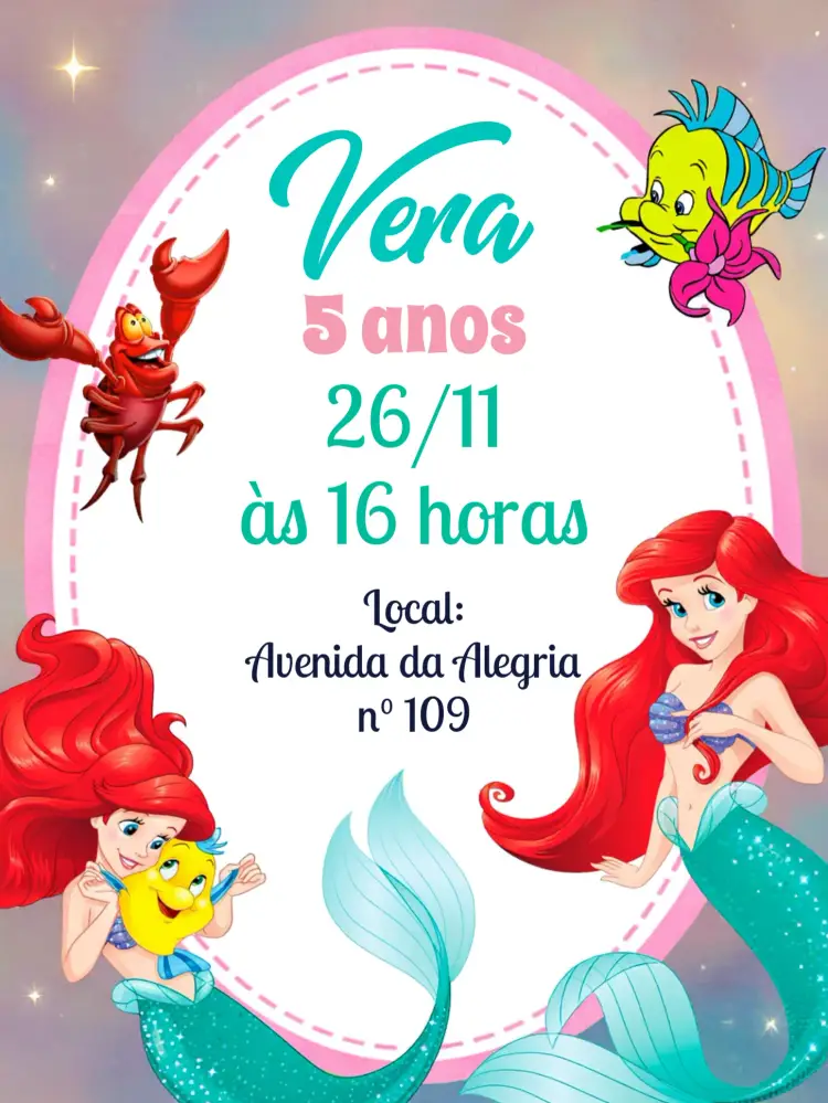 Convite A Pequena Sereia Azul