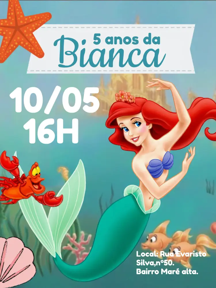 Convite A Pequena Sereia Branco