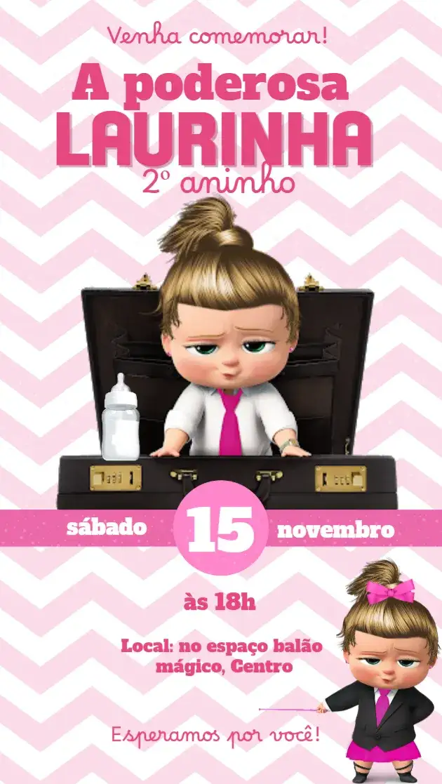 Convite A poderosa Chefinha – tema Aniversário Infantil rosa, divertido, criativo, infantil, moderno, colorido