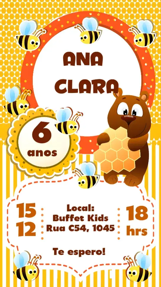 Convite Abelhinha – tema Aniversário Infantil colorido, alegre, infantil, temático, divertido, natureza