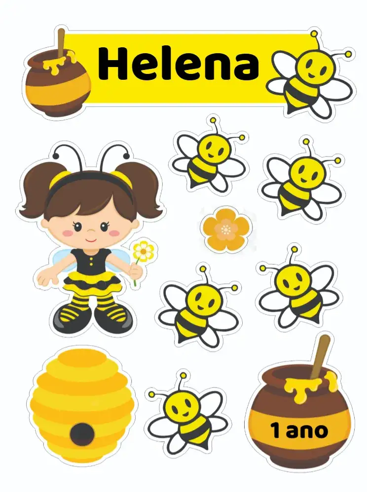 Convite Abelhinha – tema Cartão colorido, lúdico, natureza, infantil, alegre, ilustrações divertidas