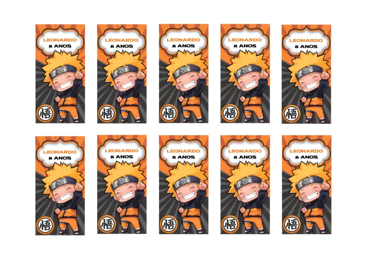 Convite Adesivo Naruto Digital – tema Aniversário Infantil naruto, anime, aventura, cores vibrantes, japonês, infantil