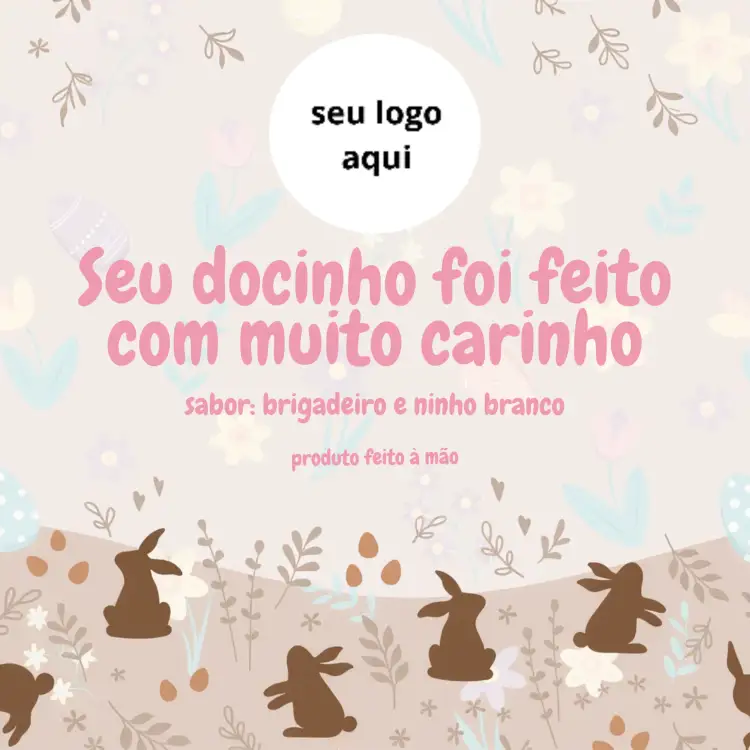 Convite Adesivo Para Ovo De Páscoa Cinza – tema Datas Comemorativas minimalista, moderno, floral, pastel, infantil, temático