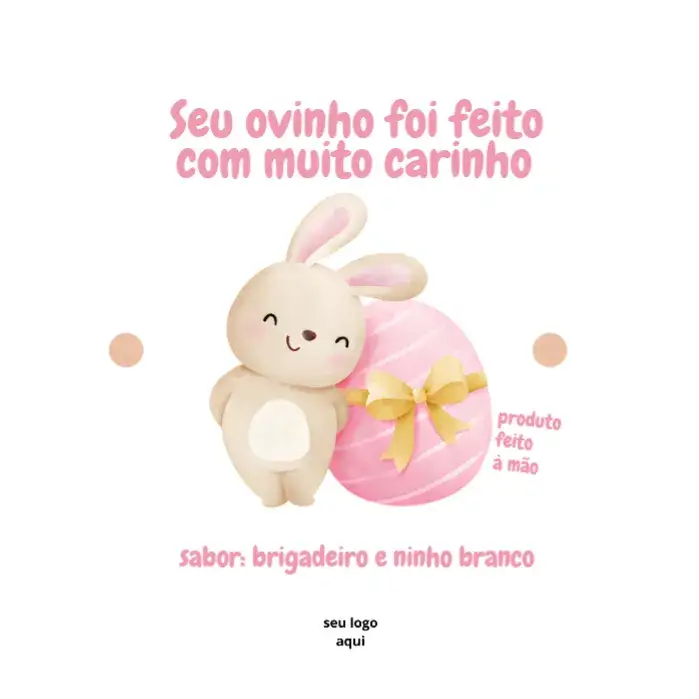 Convite Adesivo Para Ovo De Páscoa Rosa – tema Datas Comemorativas suave, delicado, infantil, pastel, divertido