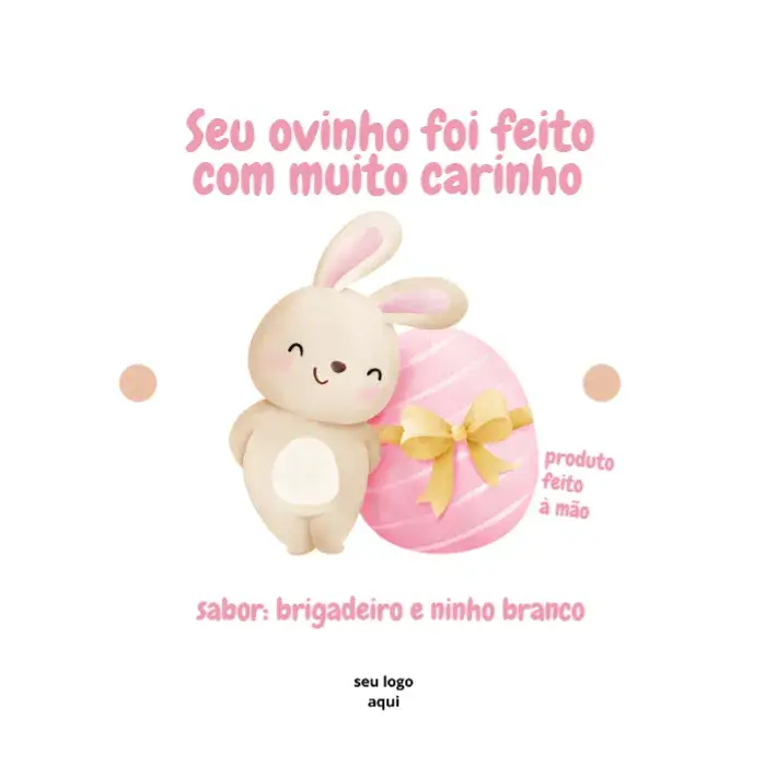 Convite Adesivo Para Ovo De Páscoa Rosa
