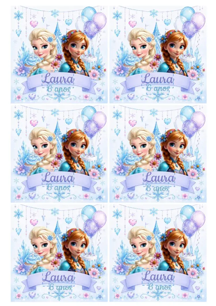 Convite Adesivo Quadrado Frozen