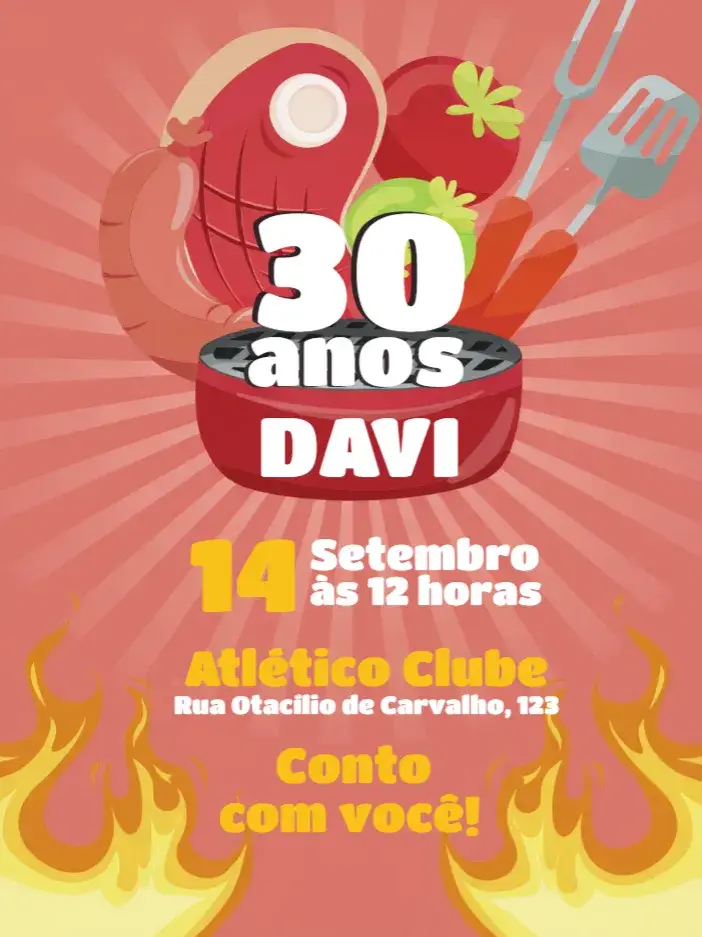 Convite Adulto Churrasco