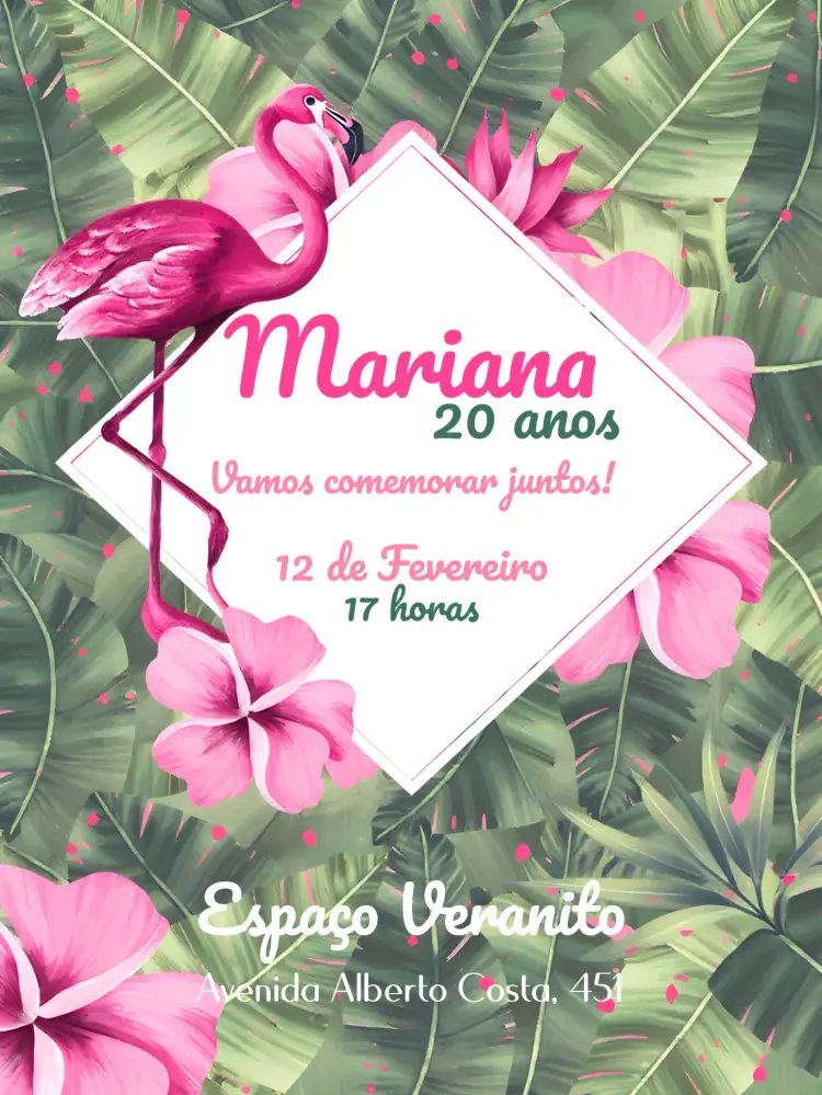 Convite Adulto Flamingo