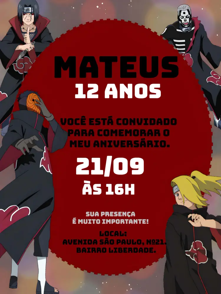 Convite Akatsuki Anime