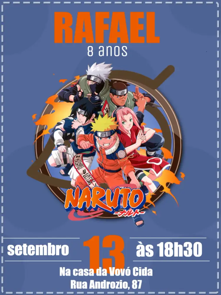 Convite Akatsuki Naruto Azul