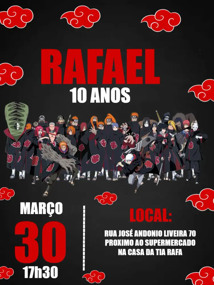 Convite Akatsuki Naruto Japones