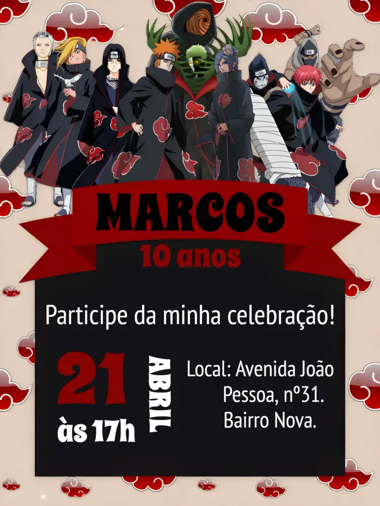 Convite Akatsuki Vermelho