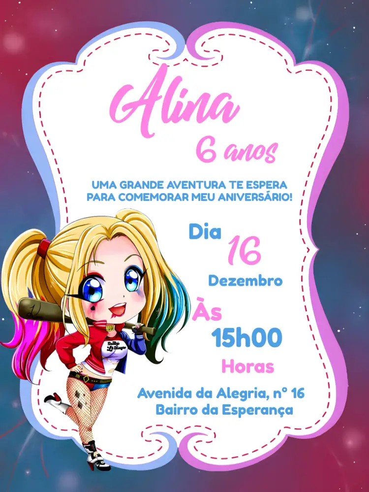Convite Alerquina Azul – tema Mais pesquisados divertido, colorido, infantil, temático, moderninho