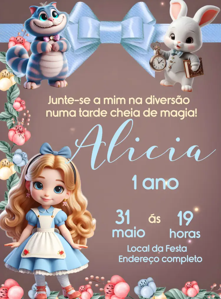 Convite Alice No País Das Maravilhas Aventura