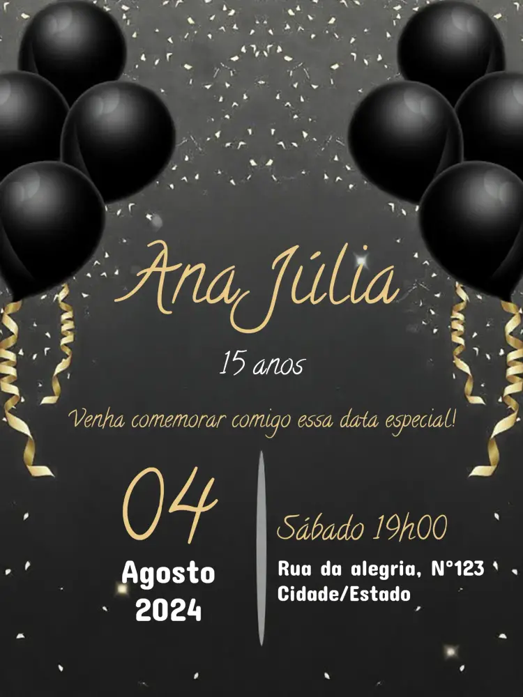 Convite All Black Balões