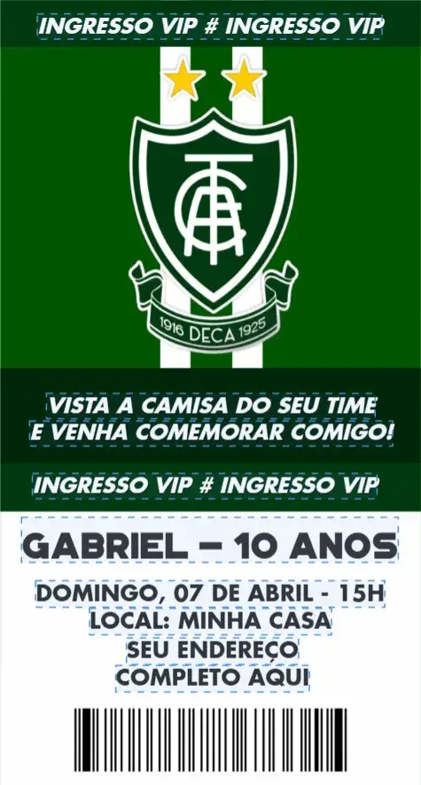 Convite América Mineiro ingresso