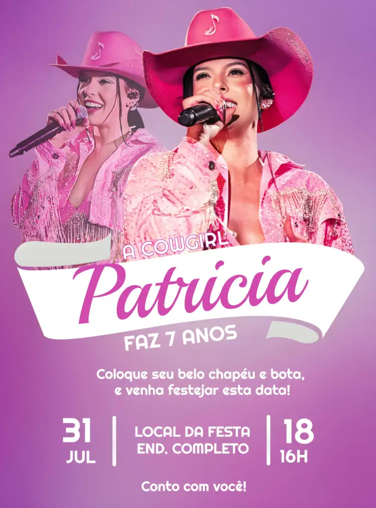 Convite Ana Castela Agronejo – tema Mais pesquisados rústico, boiadeiro, vibrante, moderno, country, colorido