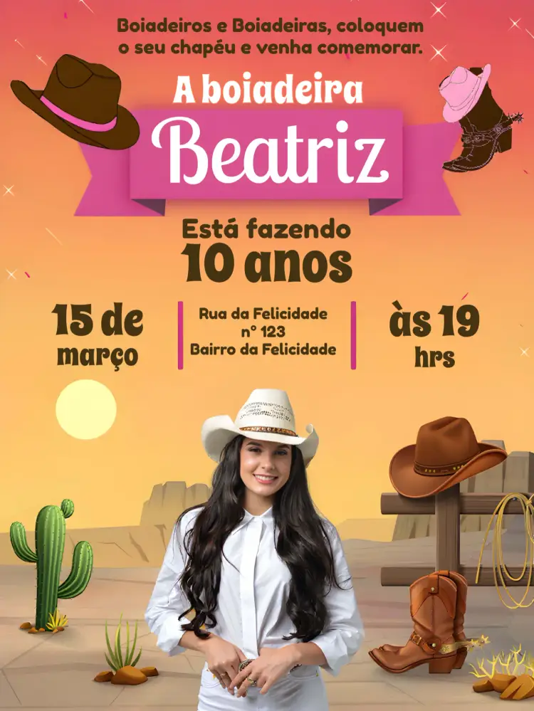 Convite Ana Castela Boiadeira Menina